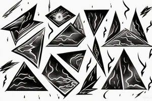 clouds and lightning, sharp, fire, triangle tattoo idea