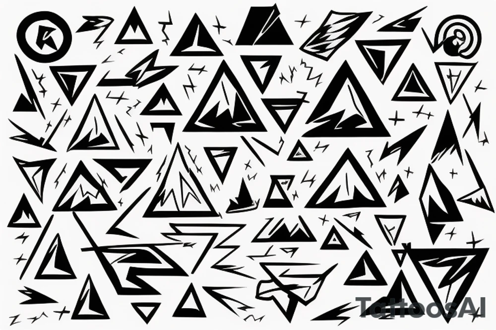 clouds and lightning, sharp, fire, triangle, contrast tattoo idea