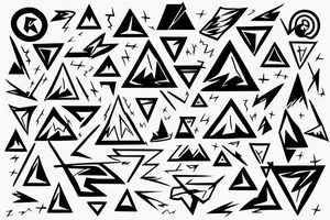 clouds and lightning, sharp, fire, triangle, contrast tattoo idea