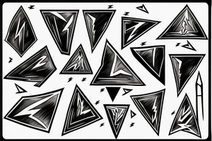 angel clouds and lightning, sharp, fire, triangle, contrast tattoo idea