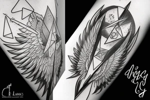 angel clouds and lightning, sharp, fire, triangle, contrast tattoo idea