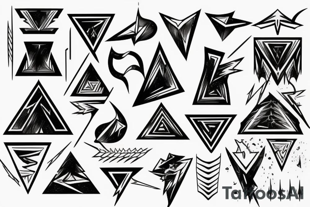 angel clouds and lightning, sharp, triangle tattoo idea