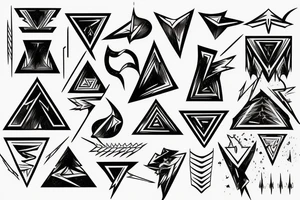 angel clouds and lightning, sharp, triangle tattoo idea