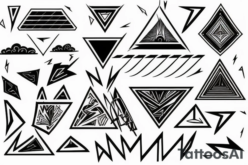 angel clouds and lightning, sharp, triangle tattoo idea