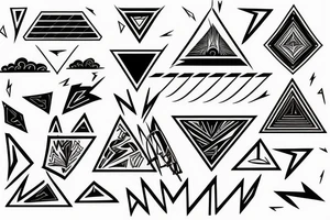 angel clouds and lightning, sharp, triangle tattoo idea