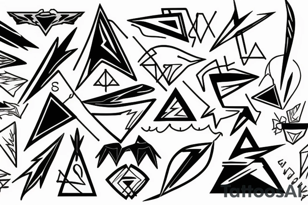 lightning, sharp, triangle tattoo idea