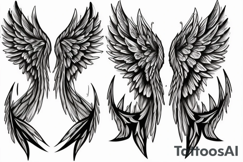 lightning strike, angel wings tattoo idea