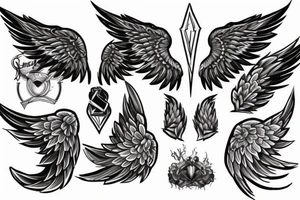 lightning strike, angel wings tattoo idea
