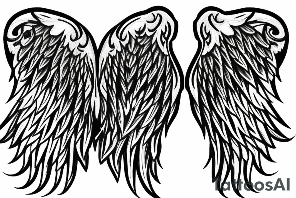 lightning strike blending with  angel wings tattoo idea
