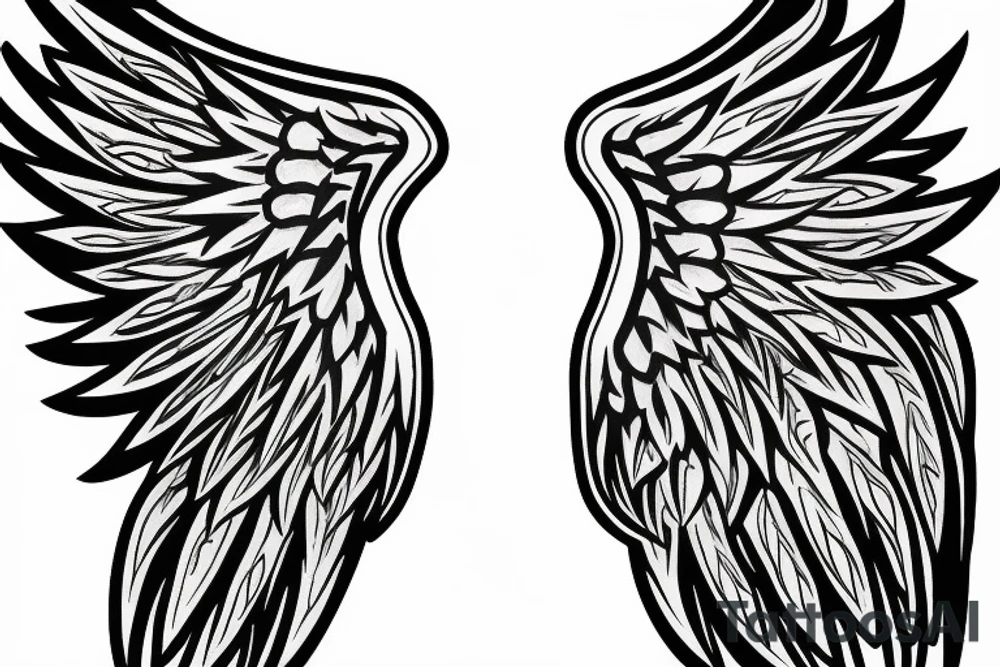 lightning strike blending with  angel wings tattoo idea