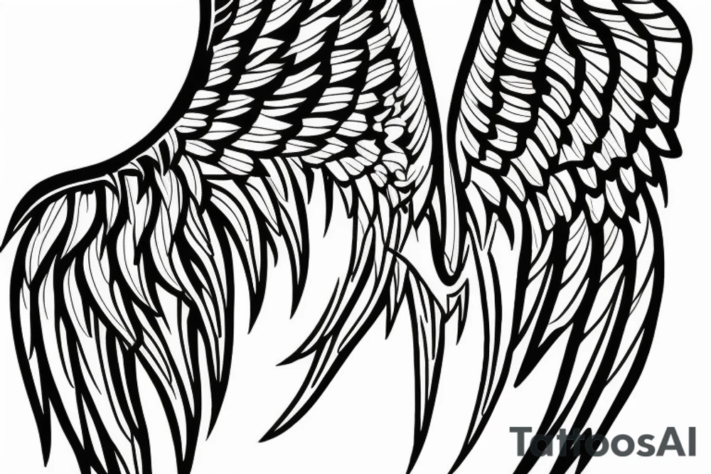 lightning strike blending with angel wings tattoo idea
