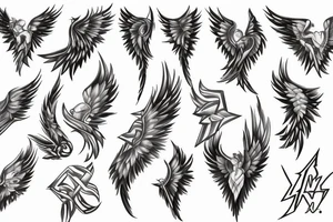 lightning strike blending with angel wings tattoo idea