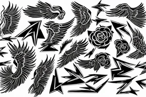 lightning strike blending with angel wings tattoo idea