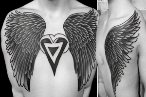 lightning strike blending with angel wings tattoo idea