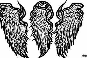 lightning strike blending with angel wings tattoo idea