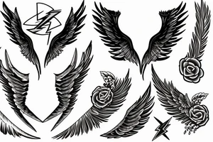 lightning strike blending with angel wings tattoo idea