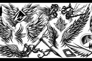 lightning strike blending with angel wings, war tattoo idea