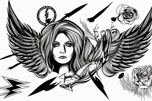 lightning strike blending with angel wings, war tattoo idea