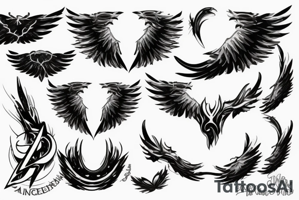 lightning strike blending with angel wings, war tattoo idea lightning strike blending with angel wings, war tattoo idea
