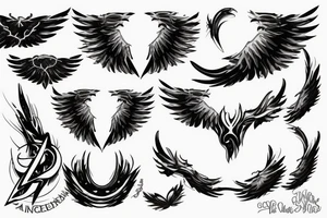 lightning strike blending with angel wings, war tattoo idea