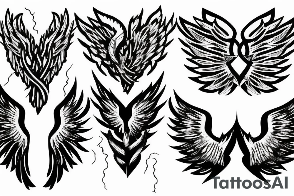 lightning strike blending with angel wings, war tattoo idea lightning strike blending with angel wings, war tattoo idea