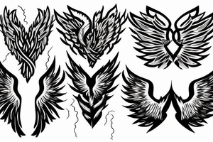 lightning strike blending with angel wings, war tattoo idea
