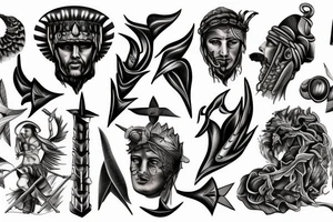 roman, phoenician war with fire tattoo idea