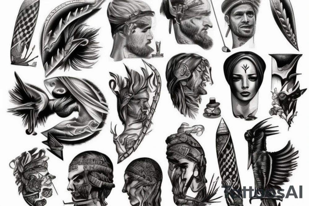 roman, phoenician war with fire tattoo idea