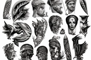 roman, phoenician war with fire tattoo idea