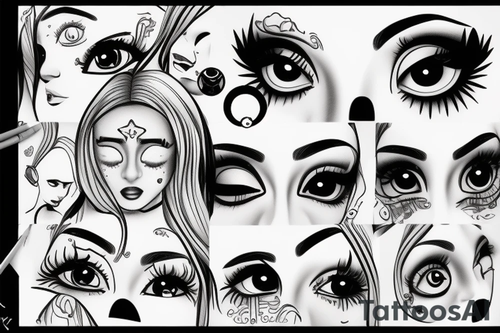 ariana grande, moon with eye tears tattoo idea