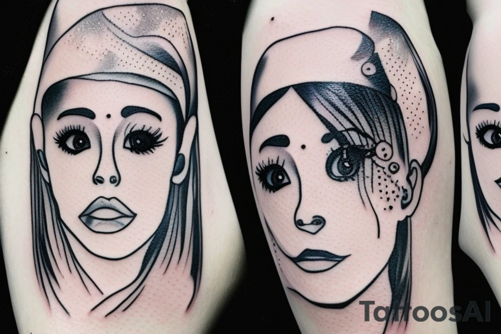 ariana grande, moon with eye tears tattoo idea