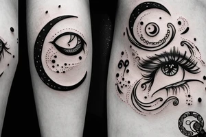 moon with eye tears tattoo idea