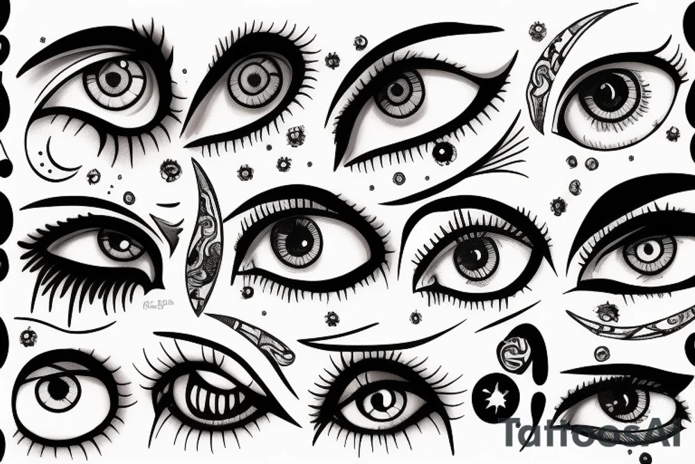 moon with eye tears tattoo idea