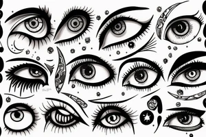 moon with eye tears tattoo idea