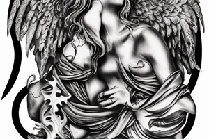 roman, phoenician war with fire, angel tattoo idea