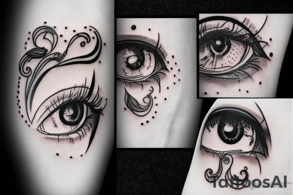 moon with eye tears tattoo idea