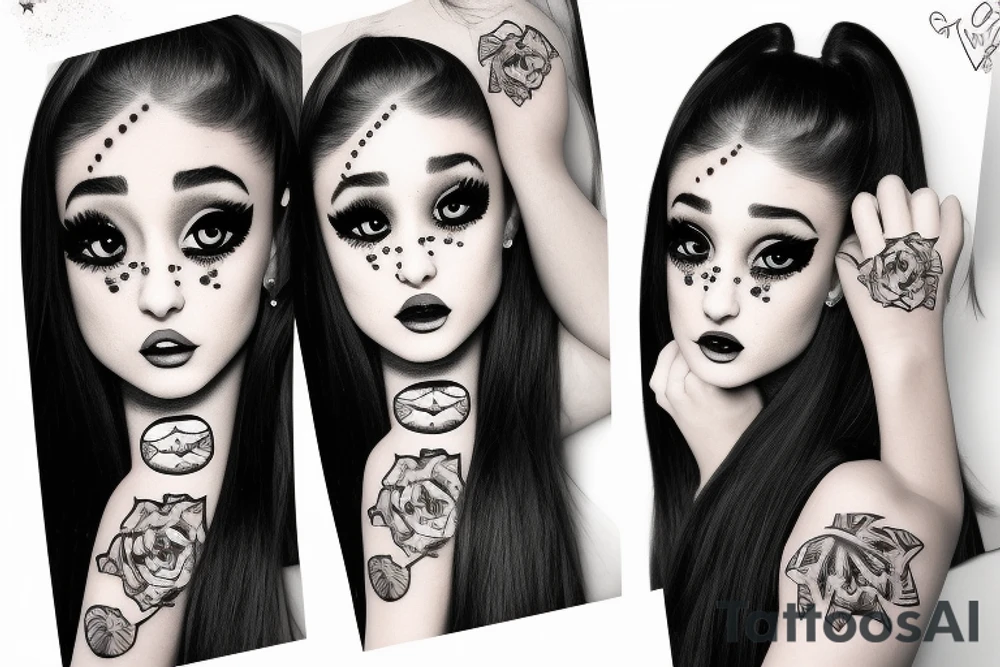 ariana grande moon with eye tears tattoo idea
