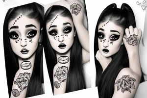ariana grande moon with eye tears tattoo idea