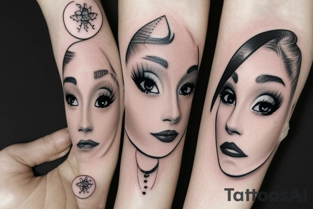 ariana grande moon with eye tears tattoo idea