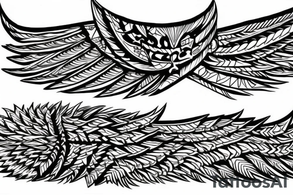 roman, phoenician tribal, wings tattoo idea