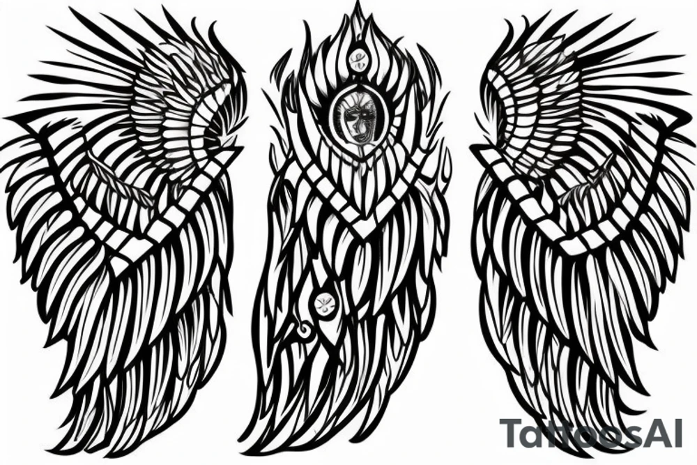 roman, phoenician tribal, wings tattoo idea