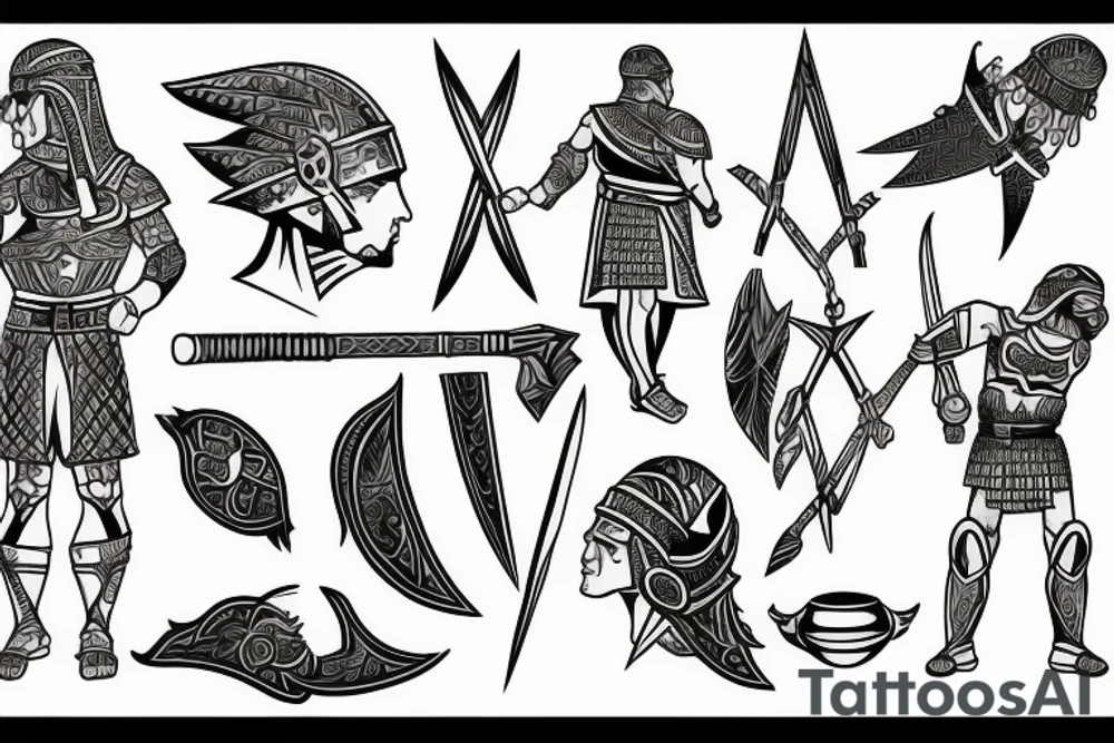 roman, Phoenician warrior patterns tattoo idea