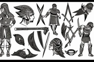 roman, Phoenician warrior patterns tattoo idea