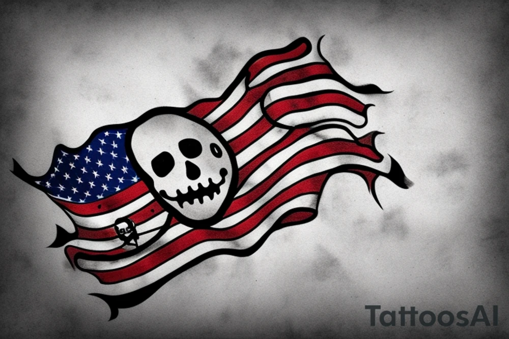 Jolly Roger flag ripped with a smiley face tattoo idea