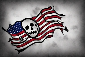 Jolly Roger flag ripped with a smiley face tattoo idea