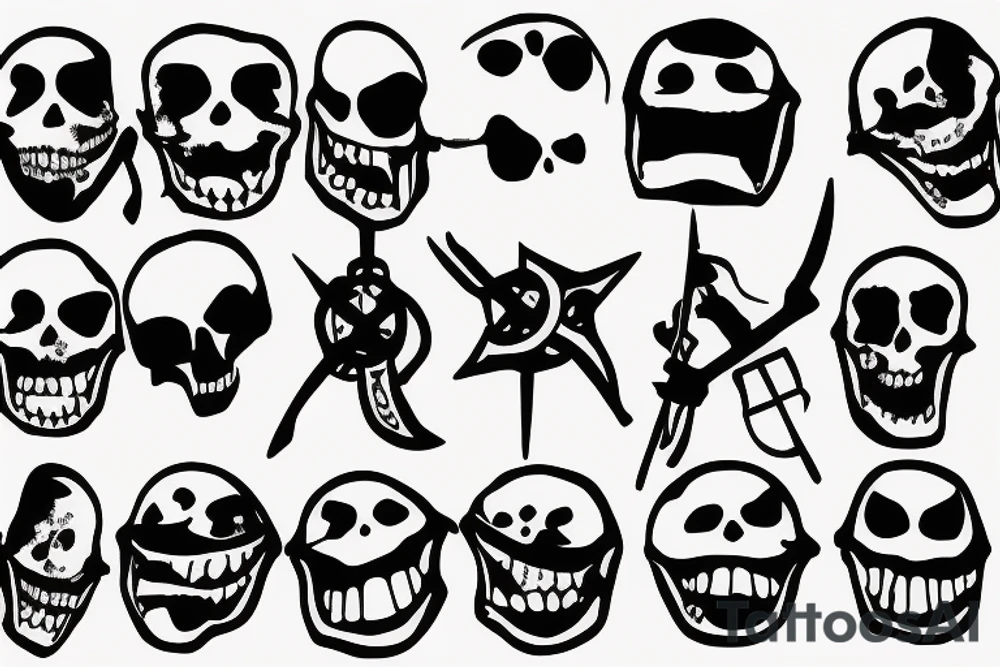 Jolly Roger flag ripped with a smiley face tattoo idea