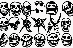Jolly Roger flag ripped with a smiley face tattoo idea