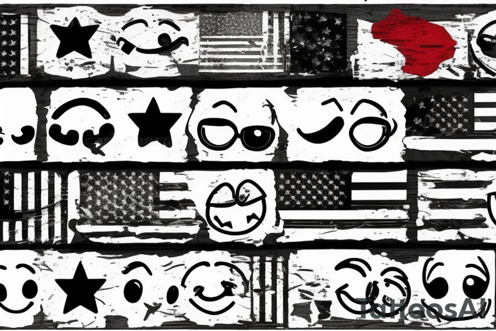 Ripped flag with a smiley face tattoo idea