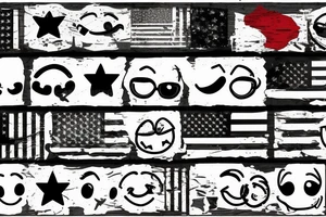 Ripped flag with a smiley face tattoo idea