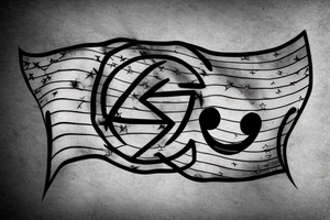 Ripped flag with a smiley face tattoo idea
